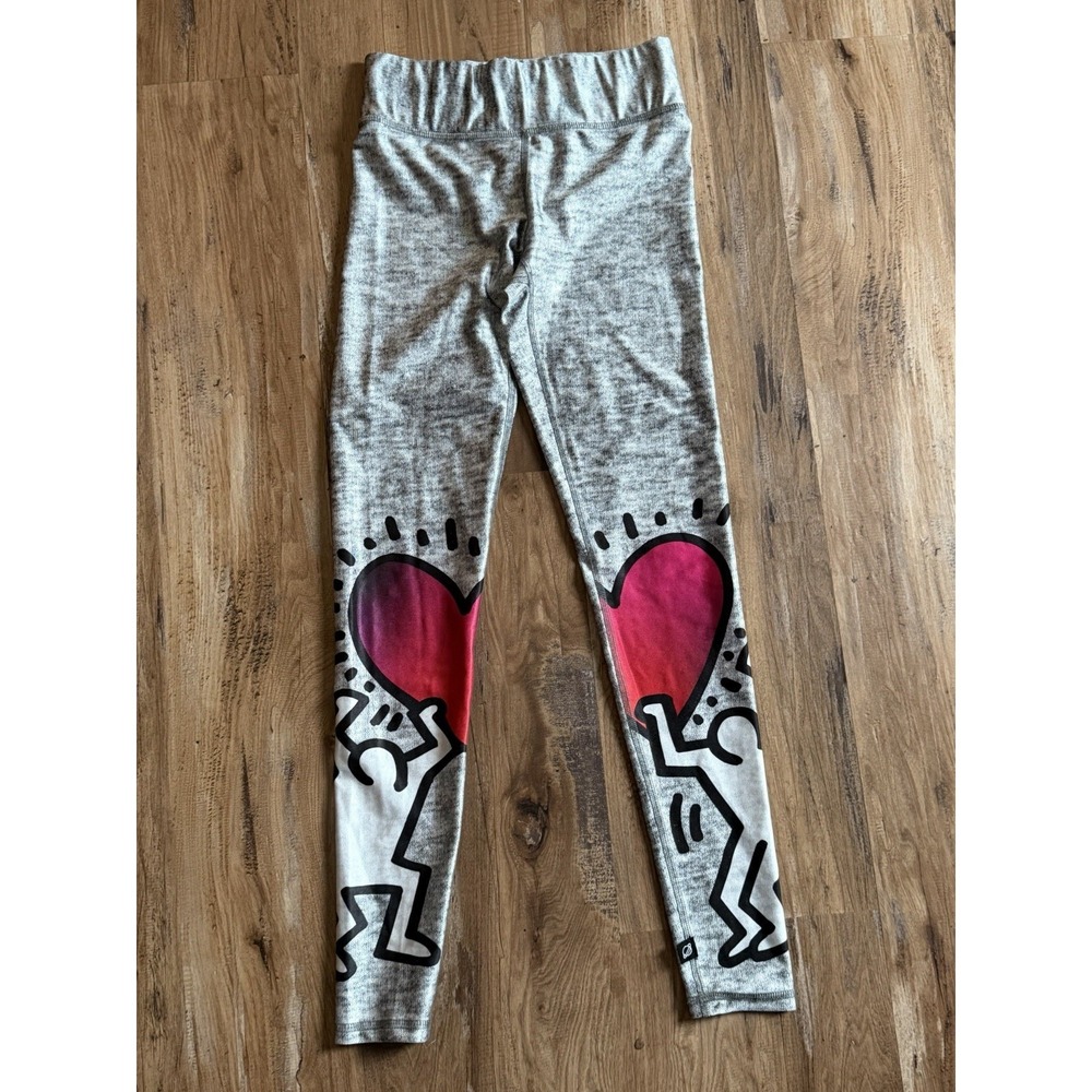 Terez x Keith Haring Women's Split-Leg Uplifted Heart Tall Band Leggings Size XS